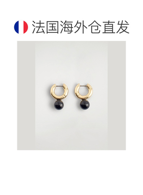 自营欧洲直邮COS 女士金色黄铜玛瑙水晶耳环耳圈配饰