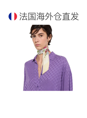 自营欧洲直邮GUCCI古驰 印花真丝米白色/黄色发带男女通用蝴蝶结