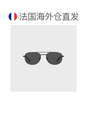 自营欧洲直邮Hugo Boss 男士黑色金属logo徽标太阳镜