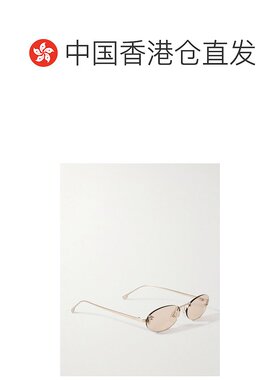 香港直邮Fendi 芬迪 女士 水晶缀饰银色金属椭圆框太阳镜 FE4075U