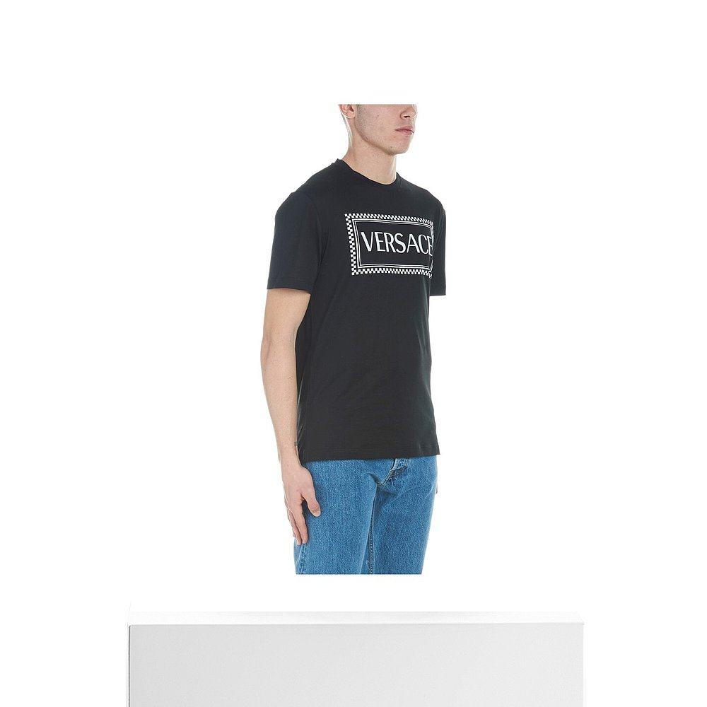 香港直邮versace黑色logo印花t恤 天猫国际探物欧洲T恤