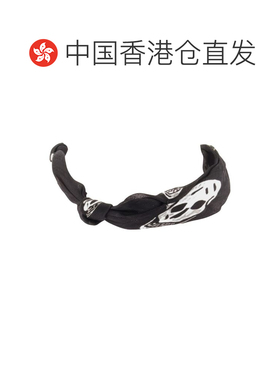香港直邮mcqueen 亚历山大 麦昆 女士 RING 骷髅头真丝黑色手链 A