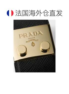 自营欧洲直邮PRADA普拉达 女士黑色金属Saffiano皮革徽标手链