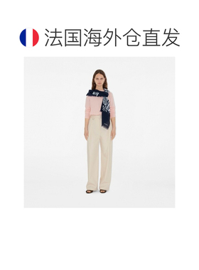 欧洲直邮自营Burberry博柏利 女士河堤色羊毛宽版马术骑士徽标围