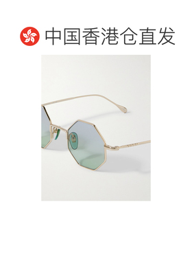 1h可退 香港直邮Gucci 古驰 男士 金色 Octangular 太阳镜 GG1814