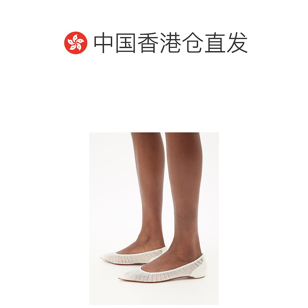 香港直邮Christian Louboutin 女士Kate Draperia 亮片薄纱绸缎浅 - 图1