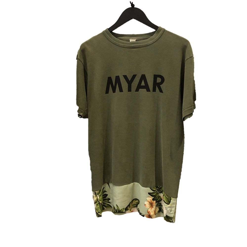 香港直邮MYAR 军绿色VINTAGE拼接tee 偏大 MYA1A - 图2