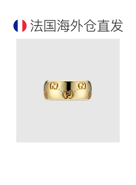 自营欧洲直邮Gucci古驰女士18k 黄金18kt GG图案图标宽戒指