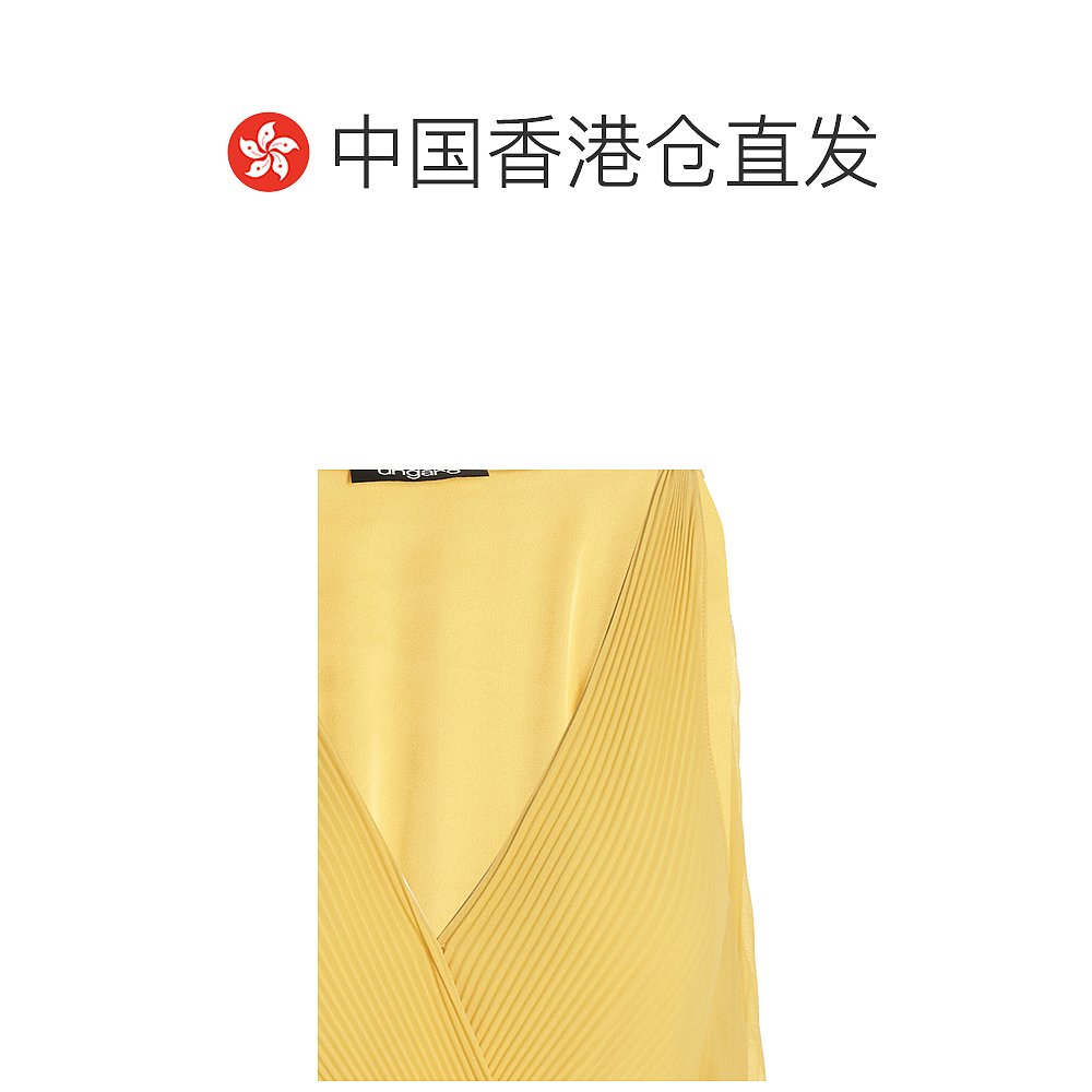 香港直邮Emanuel Ungaro褶皱连衣裙 US3D09YELLOWMISTYellow-图1