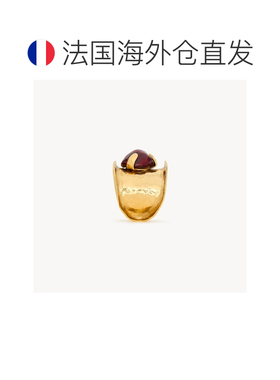 自营欧洲直邮YSL圣罗兰 女士勃艮第色/黄铜金色黄铜锤纹开口手镯