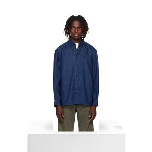 1h可退 香港直邮A.P.C. 男士 海军蓝 Mathias 牛仔衬衫 COHALH125 - 图3