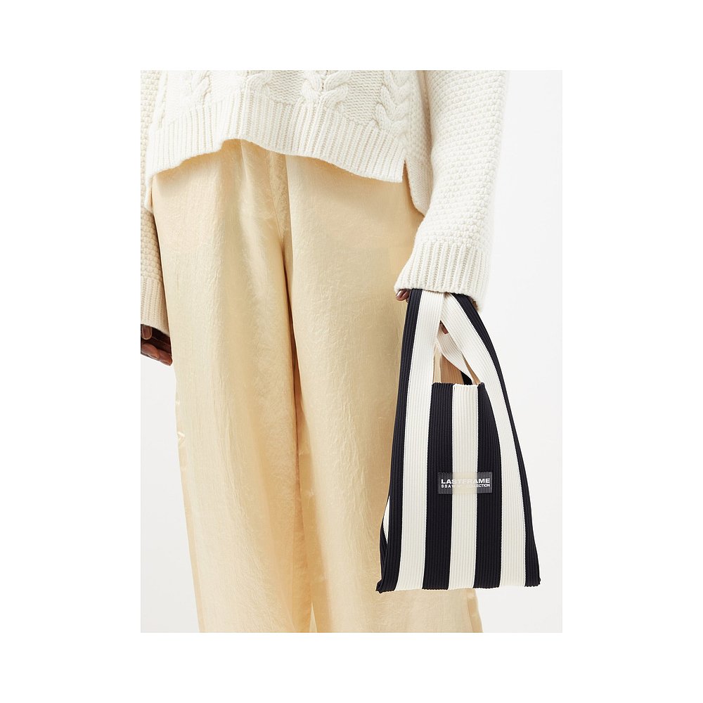 香港直邮LASTFRAME 女士Ichimatsu small striped knit tote bag - 图0