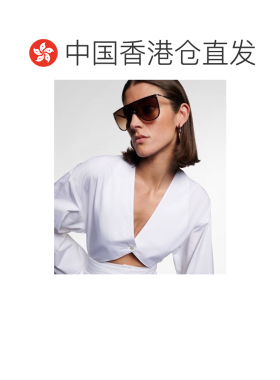 1h可退 香港直邮alaia 女士 Lettering flat-top 徽标太阳眼镜