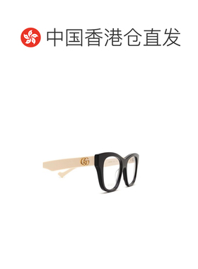 1h可退 香港直邮Gucci 古驰 女士 徽标平光镜 GG0999O black黑色