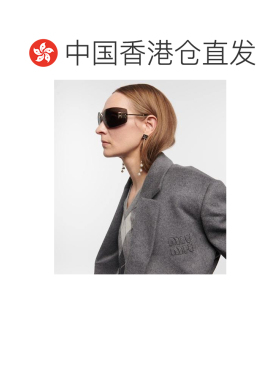 1h可退 香港直邮Miu Miu 缪缪 女士 徽标矩形太阳眼镜 grey灰色