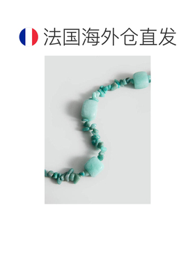 自营欧洲直邮MANGO 女士绿松石色半宝石串珠项链