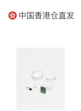 1h可退 香港直邮ASOS 男士 moss 设计4件套粗框风格半宝石黑色玛
