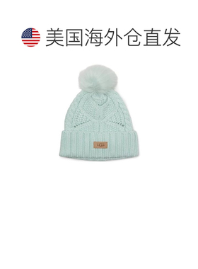 香港直邮Ugg 女士 麻花扭纹带毛球小便帽 舒适时【付后1h可退】