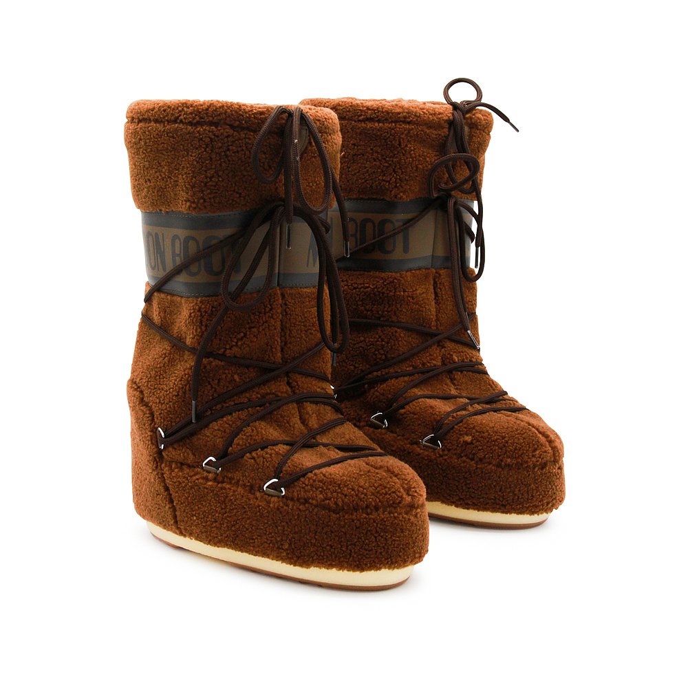 香港直邮moon boot 月亮靴 女士 ICON 棕色抓绒靴子 80D1403080M0 - 图0