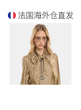 自营欧洲直邮GUCCI古驰 GG Marmont男女同款钯铜铝质项链色黄吊坠