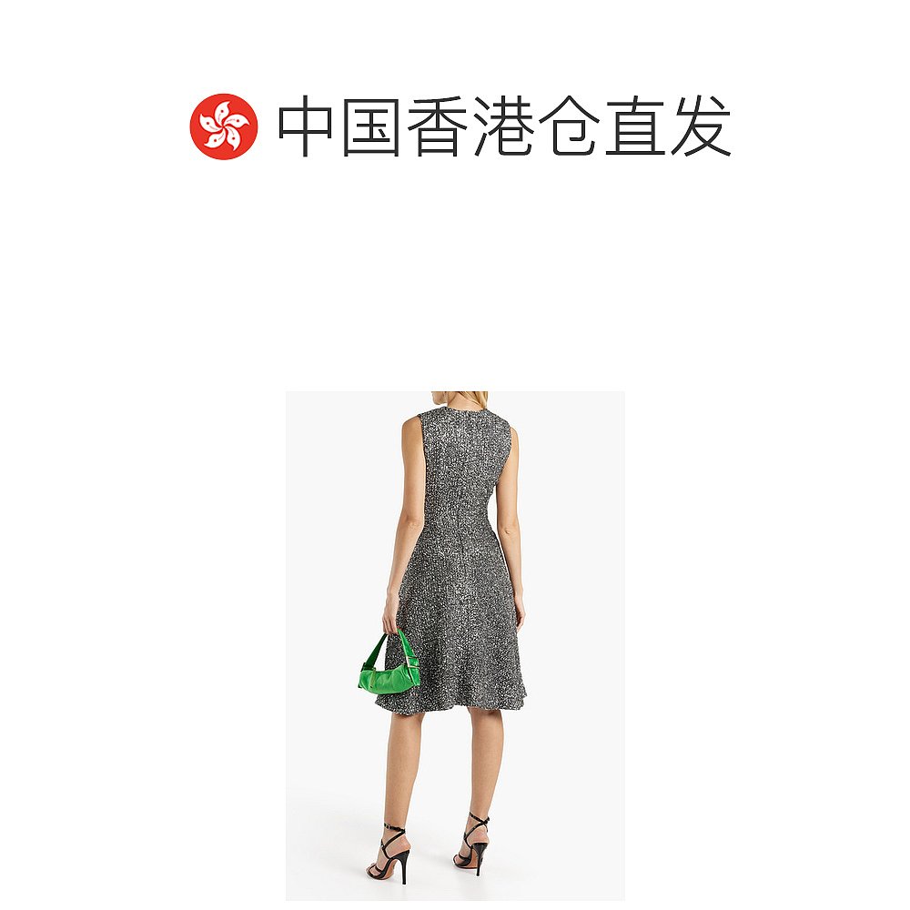 香港直邮Lela Rose 莱拉 罗斯 女士金属感结子花式针织连衣裙 - 图1