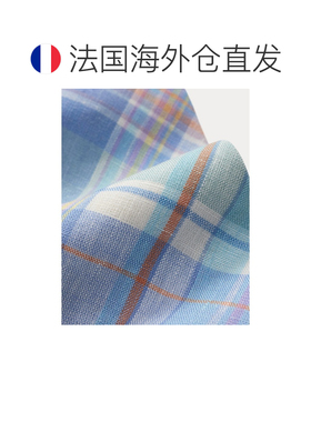 自营欧洲直邮Ralph Lauren拉夫劳伦 男士蓝色/多色亚麻复古格纹领