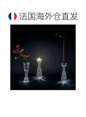 欧洲直邮Baccarat巴卡拉 New Antique透明水晶多面切割烛台花瓶
