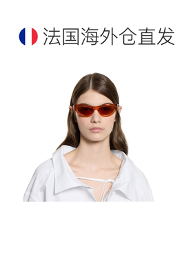 自营欧洲直邮Gucci/古驰 女士橙色醋酸纤维双G猫眼框太阳眼镜