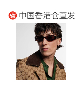 1h可退 香港直邮Gucci 古驰 女士 双G扣椭圆形太阳眼镜 000919