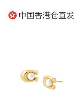 香港直邮Coach 耳环和项链 C 珍珠套装 37473741GLD蔻驰吊坠耳钉