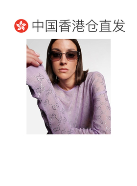 香港直邮Gucci 古驰 女士 双G扣水晶装饰矩形太阳眼镜