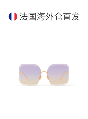 自营欧洲直邮LV路易威登 Jewel女士淡紫色金属方形太阳眼镜