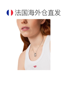 自营欧洲直邮Diesel迪赛 女士银灰色纯银吊坠项链