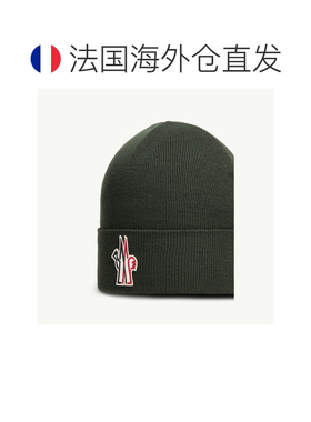 自营欧洲直邮MONCLER盟可睐 男士深绿色羊毛logo针织帽帽子