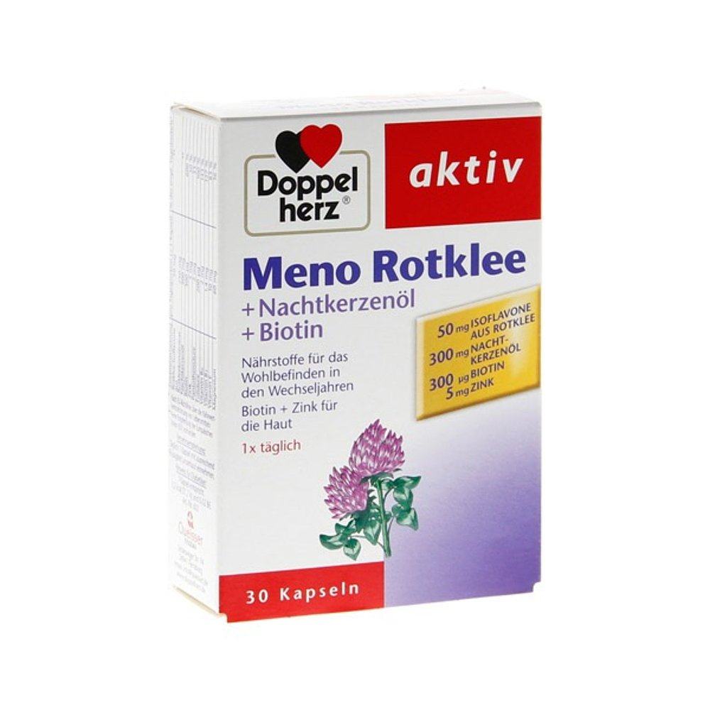 欧洲直邮德国双心Doppelherz女士更年期红三叶草月见草油胶囊30粒,淘宝优惠券,粉丝福利购,淘宝优惠卷