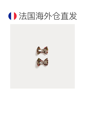 自营欧洲直邮Bonpoint小樱桃 女孩茄子紫色有机棉花朵发夹两件套