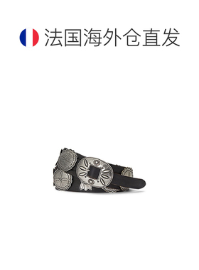 自营欧洲直邮Ralph Lauren拉夫劳伦 男士黑色皮革Concho模压腰带