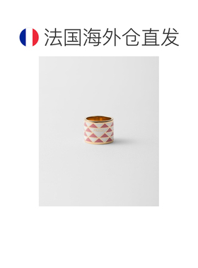 自营欧洲直邮Prada普拉达 女士白色/花瓣木色金属三角几何图案戒