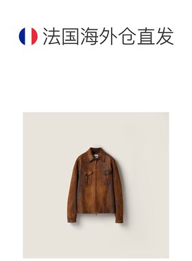 欧洲直邮MIU MIU (2025) 蜡染绒面皮夹克经典