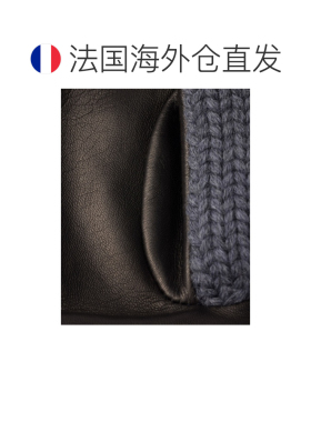 欧洲直邮自营PRADA普拉达 女士深灰色羊毛纳帕皮革手套