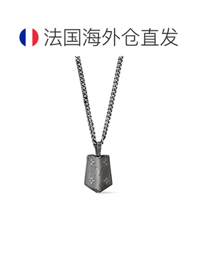 自营欧洲直邮LV路易威登 Tag男士银灰色金属标签吊坠项链链子