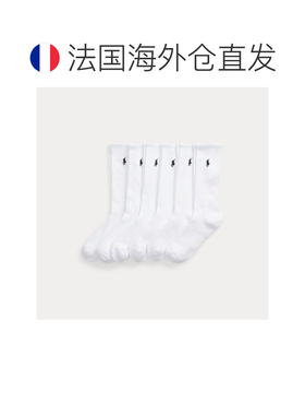 自营欧洲直邮Ralph Lauren拉夫劳伦 男士白色棉质运动袜6双装袜子