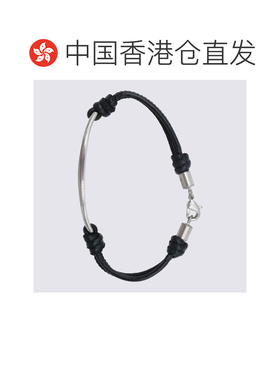 1h可退 香港直邮Saint Laurent 圣罗兰 男士 BRAS 黑色银色手链 A