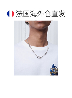 自营1h可退 欧洲直邮Dior迪奥 CD Icon男士银色黄铜细链项链