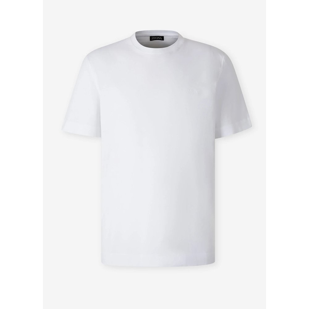 1h可退 香港直邮Zegna 杰尼亚 男士 Logo刺绣棉针织T恤 UG360A2G7 - 图2