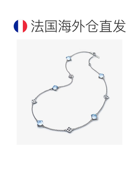 自营欧洲直邮Baccarat巴卡拉 Medicis女士蓝色银切割方糖吊坠项链