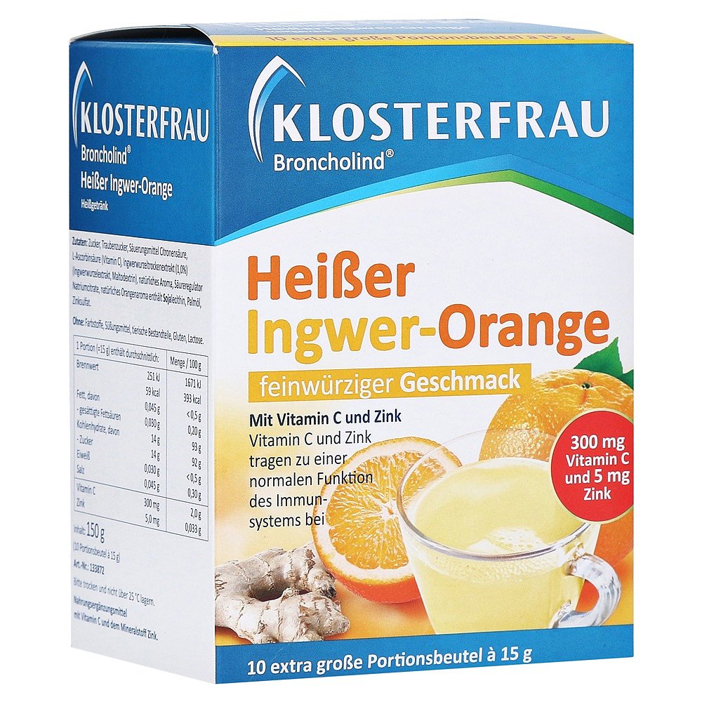 欧洲直邮Klosterfrau德国修女维C+锌热饮10包生姜橘子味预防感冒 - 图2