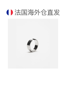 自营欧洲直邮Acnes Studios 男士半哑光银色黄铜Logo水晶宽版戒指