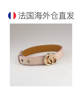 自营欧洲直邮GUCCI古驰 女士粉色皮革双G配饰手镯