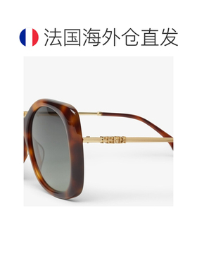 自营欧洲直邮Fendi芬迪 Fendigraphy女士棕色醋酸纤维太阳镜